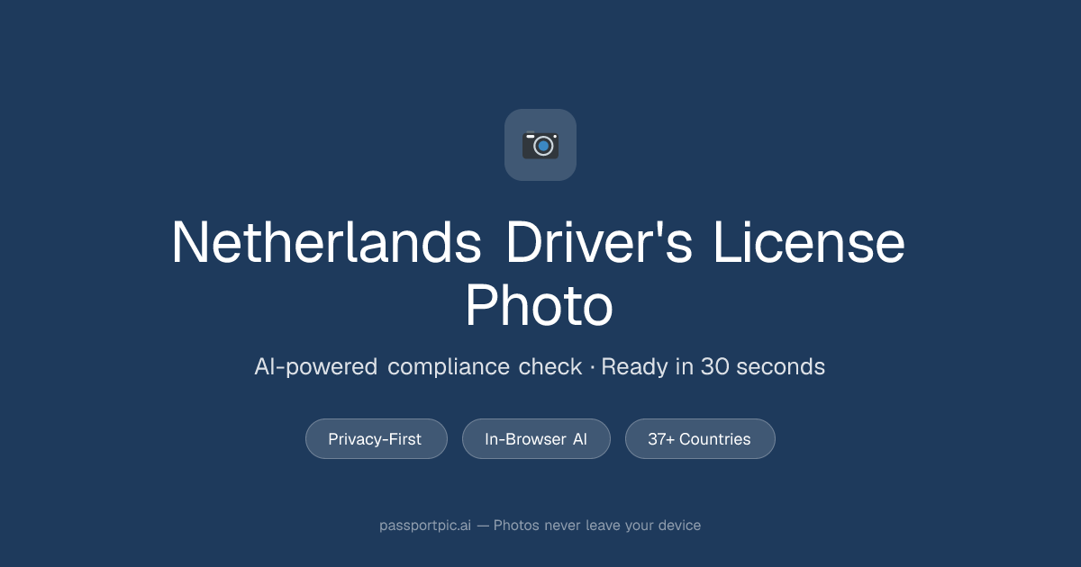 Netherlands Driving Licence Photo — ICAO-Compliant Online | PassportPic.ai